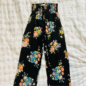 O'Neill Black Floral Wide Leg Pants